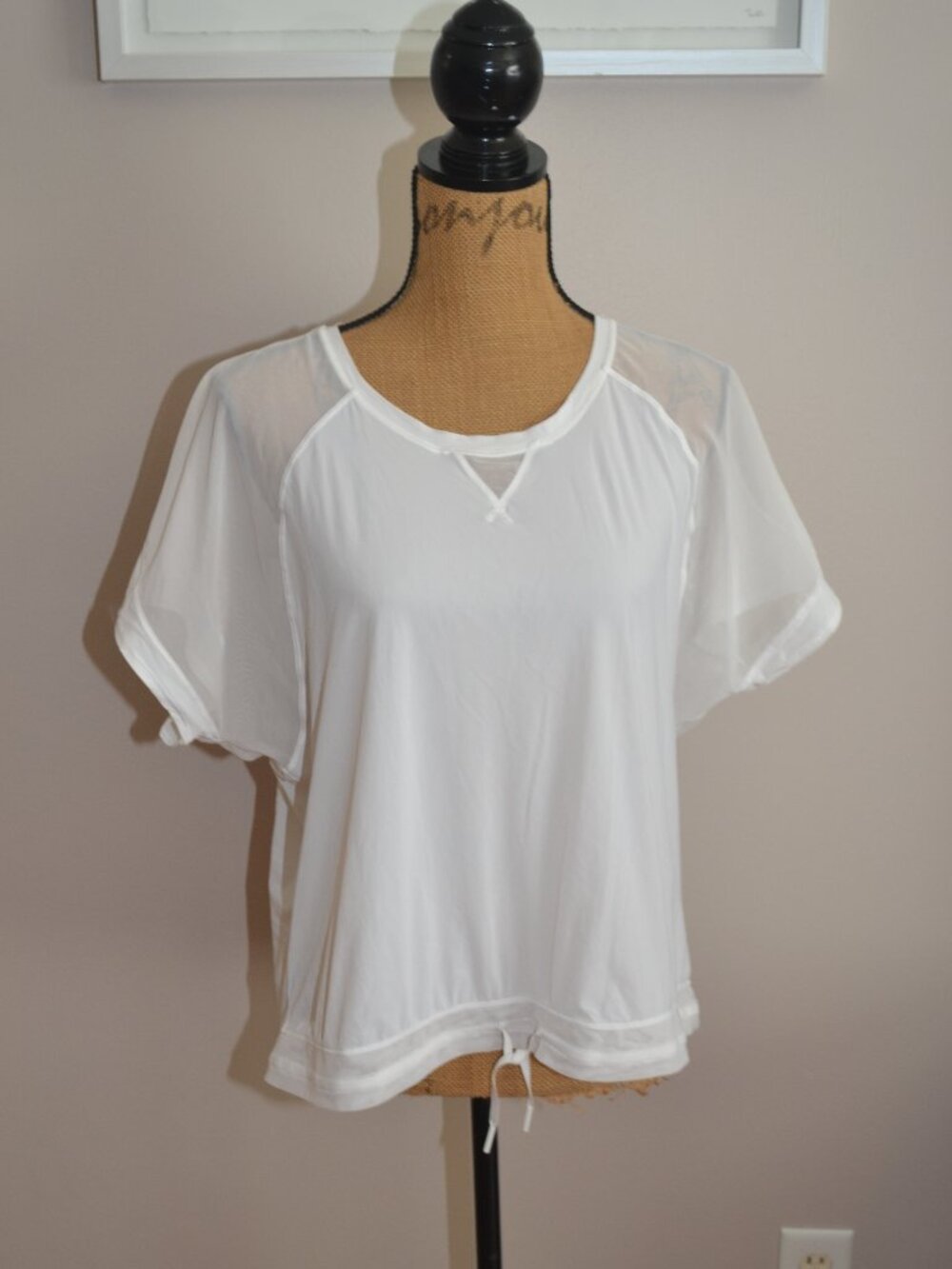 Lululemon Final Count Tee Mesh shoulders Oversized Gym short sleeve Top sz L